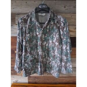 Vintage Piney Woods Natural Shirt Mens M Pine Cone Camo Made in USA American